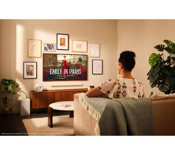 Samsung The Frame 75 inch QLED TV showcasing vibrant art in Art Mode