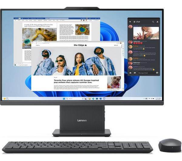 LENOVO IdeaCentre AIO i5 Grey front view with keyboard and mouse