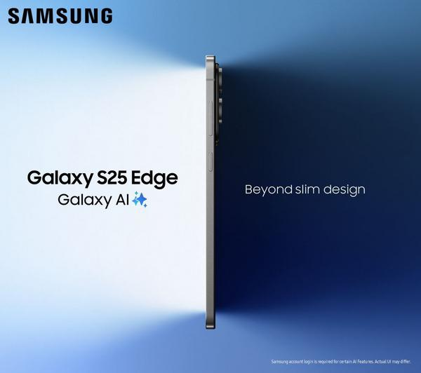 Samsung Galaxy S25 Edge 512GB Titanium in Icy Blue color, showcasing its sleek design and advanced features.