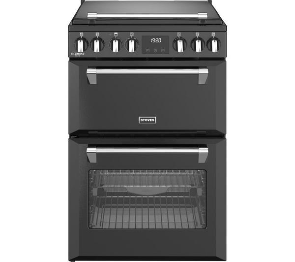STOVES Richmond Deluxe 60Ei Black electric induction cooker with a black finish.