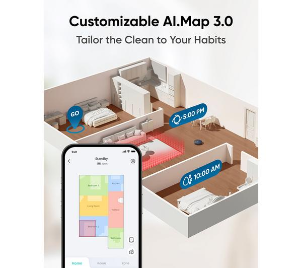 eufy X10 Pro Omni Robot Vacuum cleaning a modern living room floor