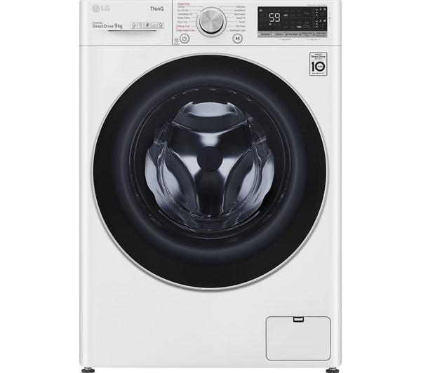 LG EZDispense TurboWash 9kg White washing machine with a clean white finish.