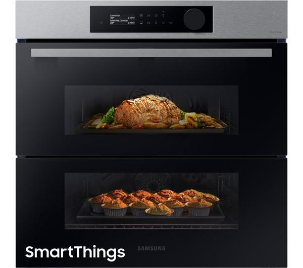 Samsung Series 5 Dual Cook Oven Smart Flex NV7B5755SAS/U4 in a modern kitchen setting.