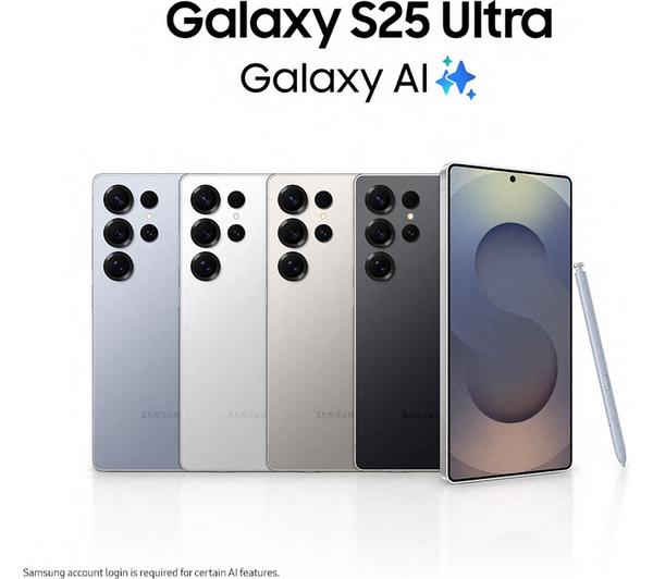 Samsung Galaxy S25 Ultra 1TB Silver showcasing its sleek titanium blue finish and advanced camera system.