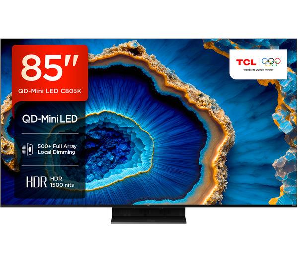 TCL 85C805K 85 inch Mini LED QLED TV with vibrant 4K HDR picture quality