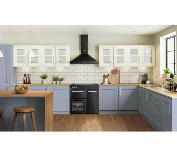 BELLING Farmhouse 90EI Black Cooker in a modern kitchen setting