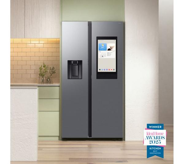 Samsung Bespoke AI Family Hub Silver refrigerator with smart features