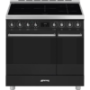 SMEG C92IPMB2 90cm Induction Cooker in a sleek matte black finish, showcasing its modern design.