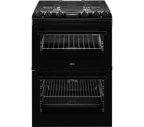 AEG 5000 Dual Fuel Cooker Black CKX6540ACB front view