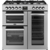 BELLING Cookcentre 90DF Stainless Steel Dual Fuel Range Cooker with hob and ovens