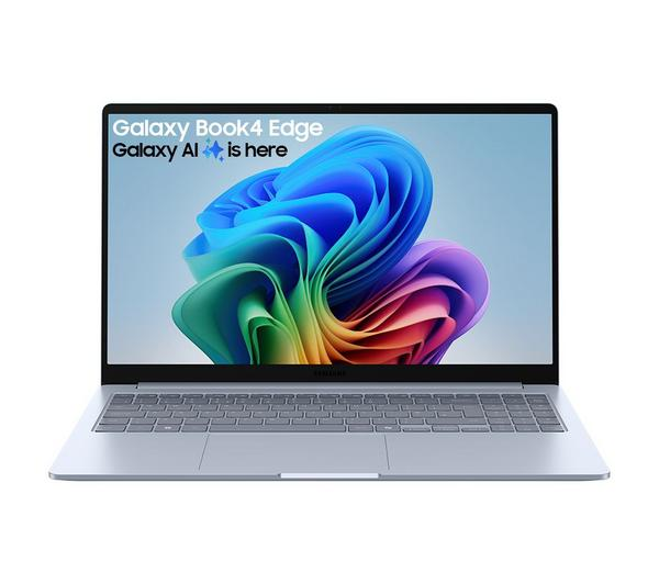 Samsung Galaxy Book4 Edge Blue laptop showcasing its vibrant blue color and modern aesthetic.