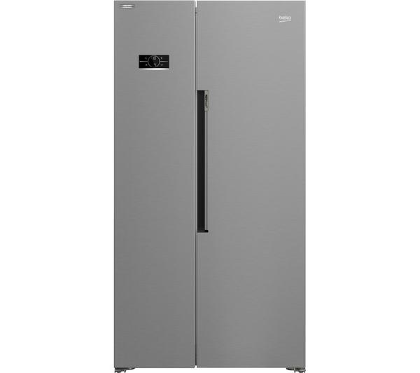BEKO ASL1442VPS American Fridge Freezer with a sleek stainless steel exterior.