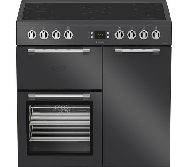 LEISURE Cookmaster CK90C230T Anthracite Electric Ceramic Range Cooker in a modern kitchen setting.