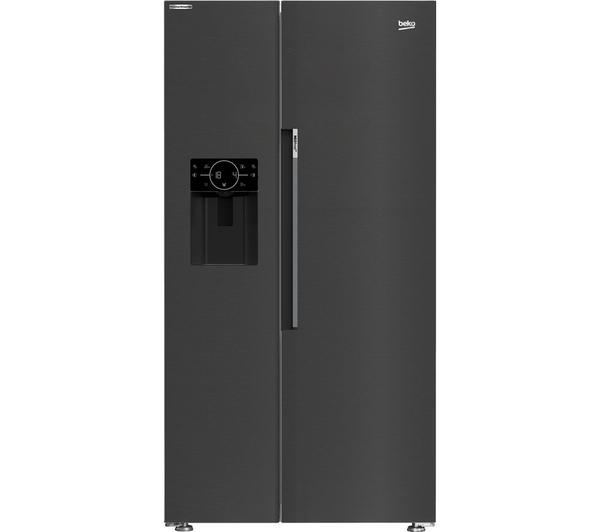 BEKO Pro ASP342VPZ Fridge Freezer in a stylish black steel finish.
