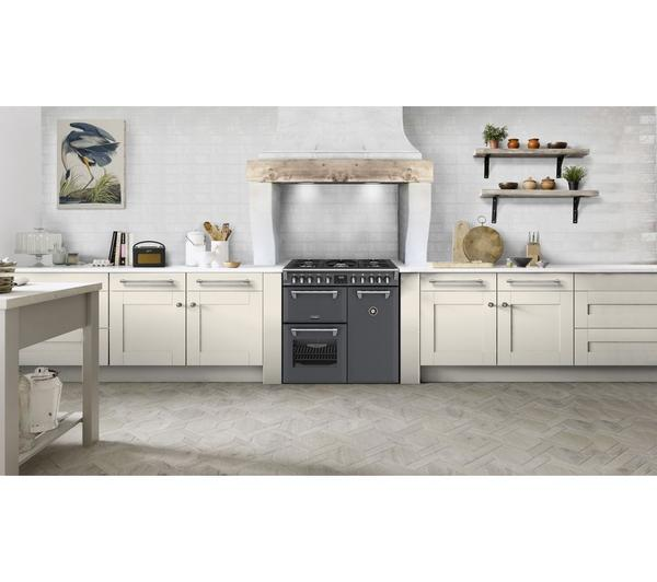 STOVES Richmond 90DF Anthracite Cooker featuring a sleek, modern design in a deep anthracite finish.