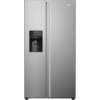 Haier HSR5918DIMP Platinum Inox Fridge Freezer – Front view of the American style fridge freezer.