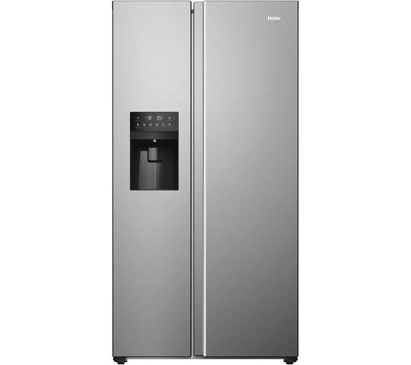 Haier HSR5918DIMP Platinum Inox Fridge Freezer – Stylish American style fridge freezer with a premium Platinum Inox finish.