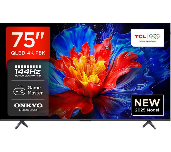 TCL 75P8K 75 inch QLED TV showcasing vibrant colors and sharp detail