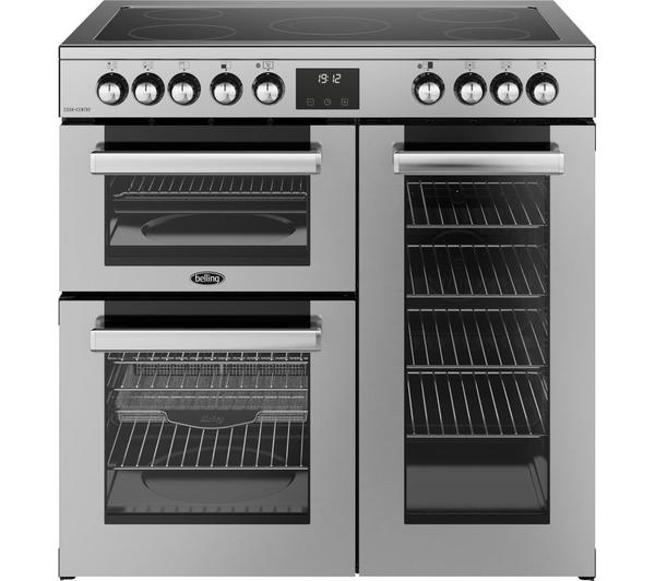 BELLING Cookcentre 90E Stainless Steel Electric Ceramic Range Cooker with ceramic hob and double oven