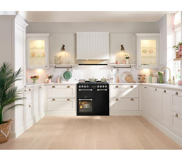 Leisure CC90F531K 90cm Dual Fuel Black Range Cooker with black finish and dual fuel functionality.