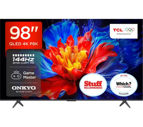 TCL 98P8K 98 inch QLED TV showcasing vibrant colors and sharp details