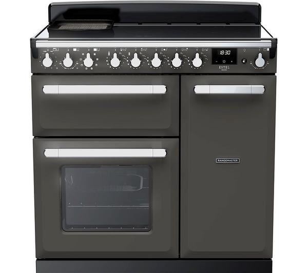 Rangemaster Estel Deluxe 90cm Induction Cooker in a stylish slate finish.