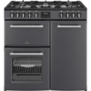 BELLING Farmhouse 90DF Dual Fuel Anthracite cooker in a modern kitchen setting.