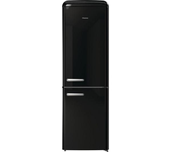 HISENSE RB390N4RBDUK 60/40 Fridge Freezer in black, showcasing its modern design and ample storage.