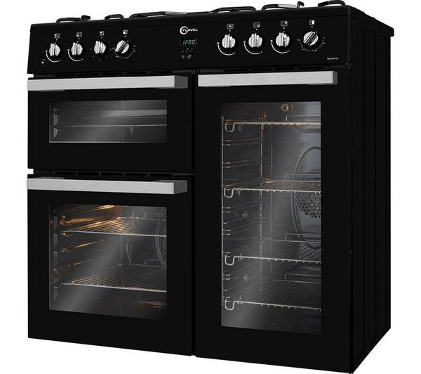 Flavel MLN9FRK 90cm Dual Fuel Black Range Cooker with hob and oven
