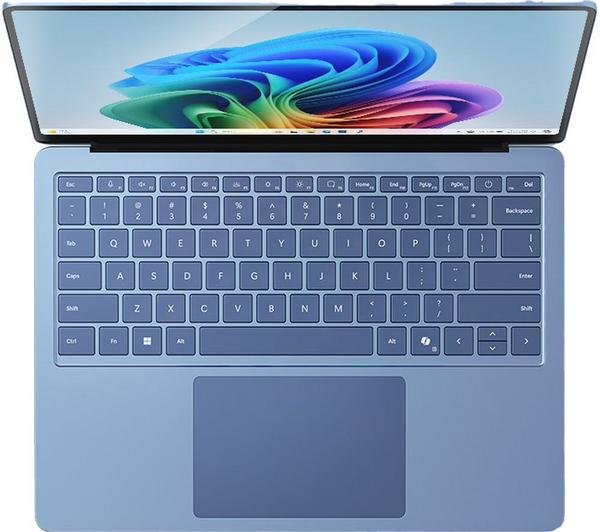 Microsoft Surface Laptop Copilot+ Sapphire in a vibrant sapphire blue finish.