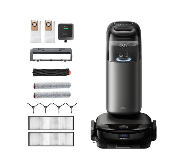 eufy Omni S1 Pro robot vacuum cleaning a modern living room floor