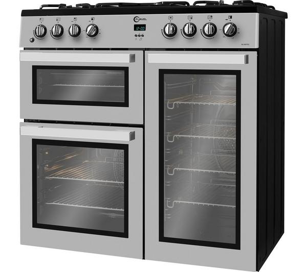 Flavel MLN9FRS 90cm Dual Fuel Silver Range Cooker - Front View