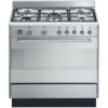 SMEG SUK91MFX9 90cm Dual Fuel Stainless Steel Range Cooker with five gas burners and a large oven.