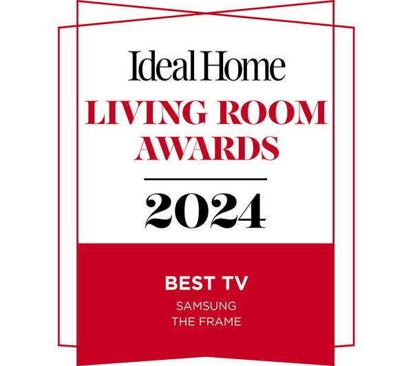 Samsung The Frame 75 inch QLED television displaying a vibrant landscape painting.