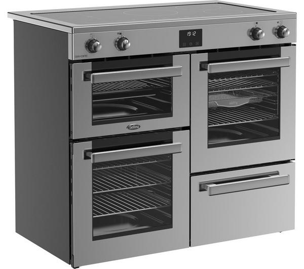 BELLING Cookcentre 100Ei Stainless Steel Electric Induction Range Cooker with hob and ovens