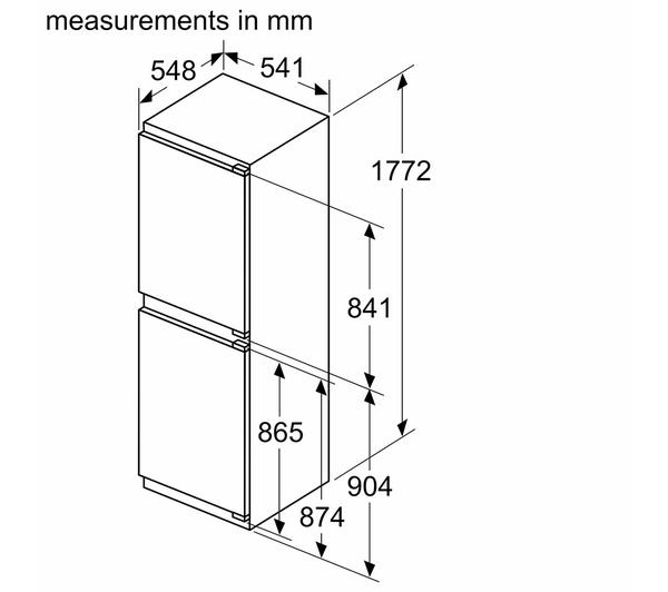 BOSCH Series 2 KIN85NFE0G Fridge Freezer integrated with a fixed hinge.