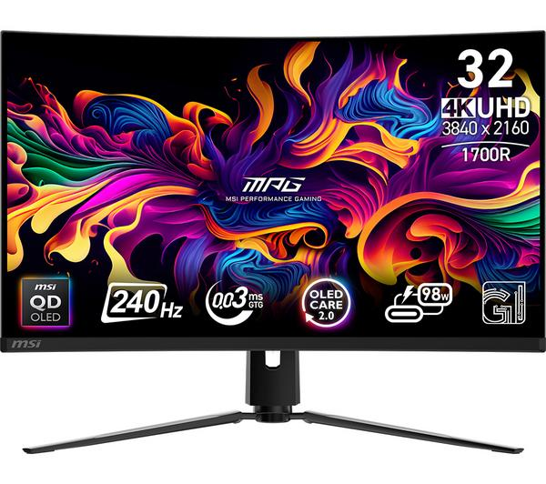 MSI MPG 321CURX 32 inch Curved QD-OLED Gaming Monitor - Front View