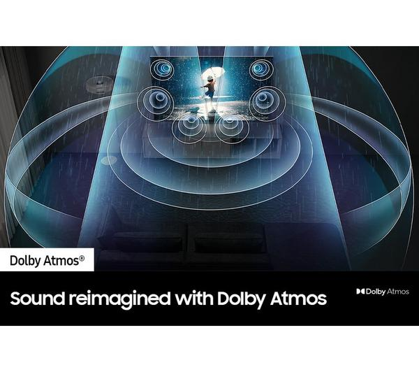 Samsung The Frame 75 inch QLED TV showcasing its Art Mode feature with a vibrant landscape painting.