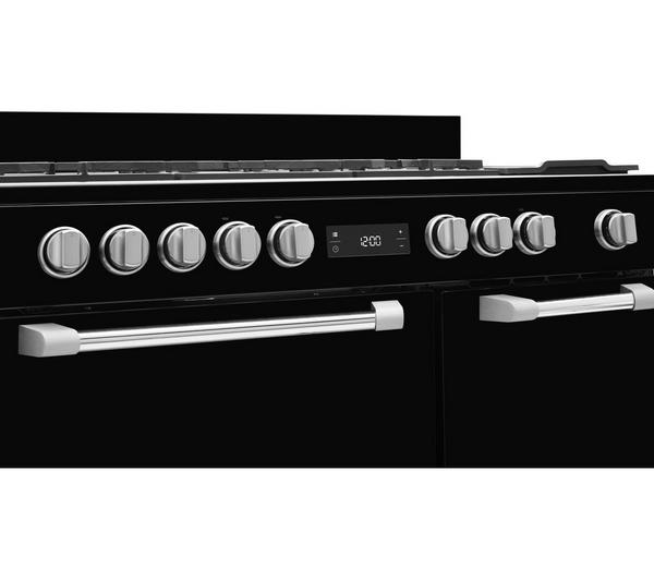 LEISURE PR100F530K Black Range Cooker with dual fuel hob and large oven capacity.