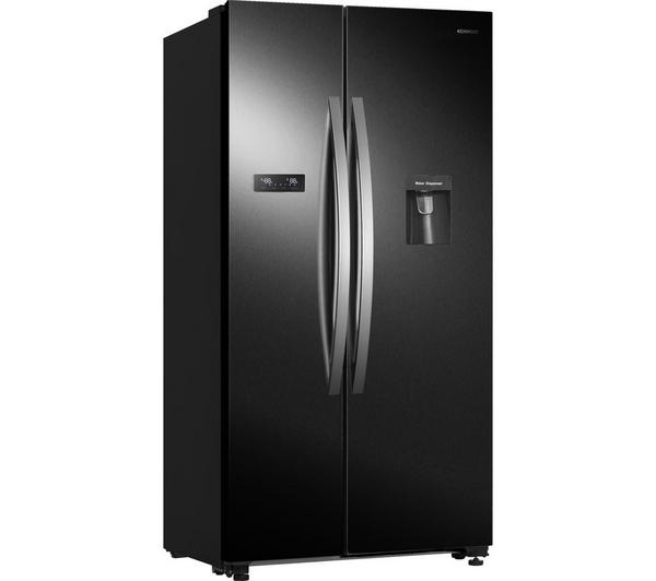 KENWOOD KSBSDB23 American Fridge Freezer in sleek black finish, showcasing its spacious interior and modern design.
