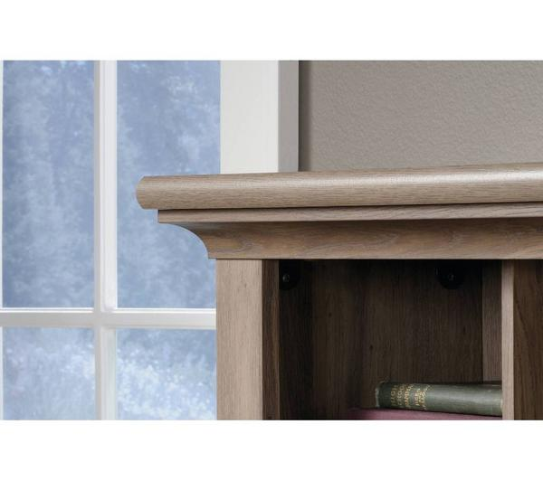 TEKNIK Louvre Hutch Desk Salt Oak featuring a stylish salt oak finish and ample storage.
