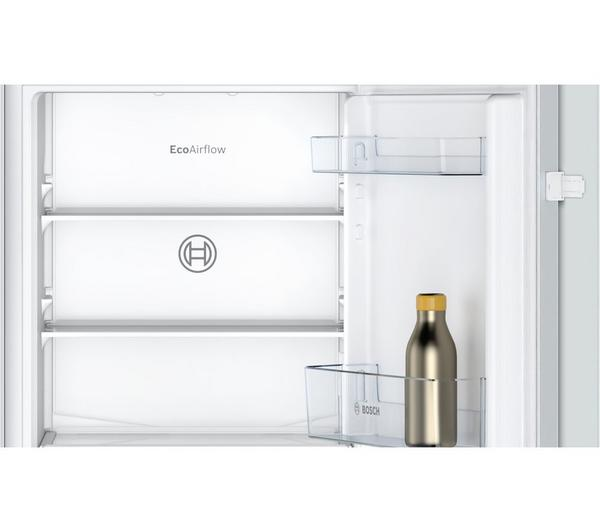 BOSCH Series 2 KIN85NSE0G Fridge Freezer featuring an integrated sliding hinge for seamless installation.
