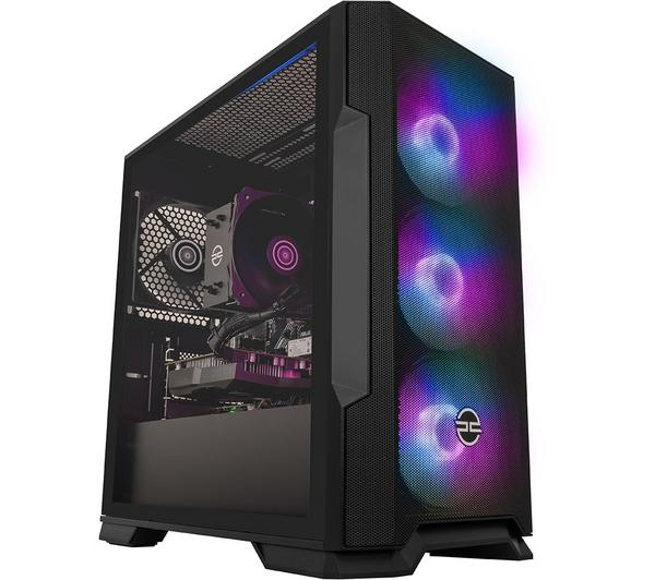 PCSPECIALIST Icon 211 Gaming PC featuring a sleek design with RGB lighting.