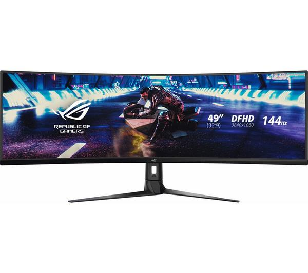 ASUS XG49VQ 49 inch Curved Monitor showcasing its expansive 49-inch curved display for an immersive gaming experience.