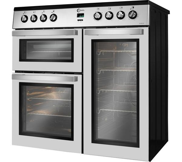 Flavel MLN9CRS 90cm Electric Silver Range Cooker with multiple hobs and ovens