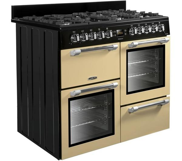 LEISURE Cookmaster CK100G232C Cream gas cooker with multiple burners and oven.