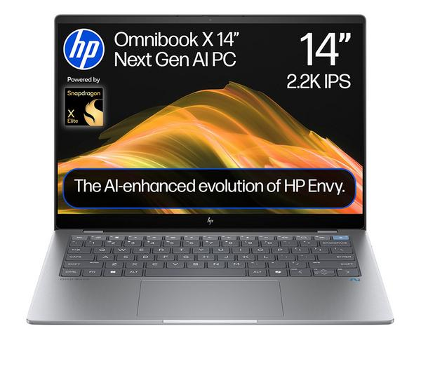 HP OmniBook X 14" Silver - HP OmniBook X 14 Silver Laptop with Snapdragon X Elite