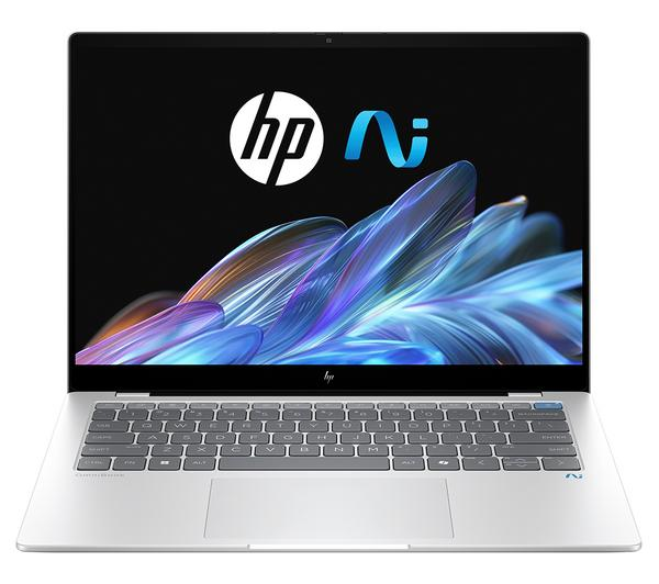 HP OmniBook X 14 Laptop Silver featuring a Snapdragon X Plus processor.