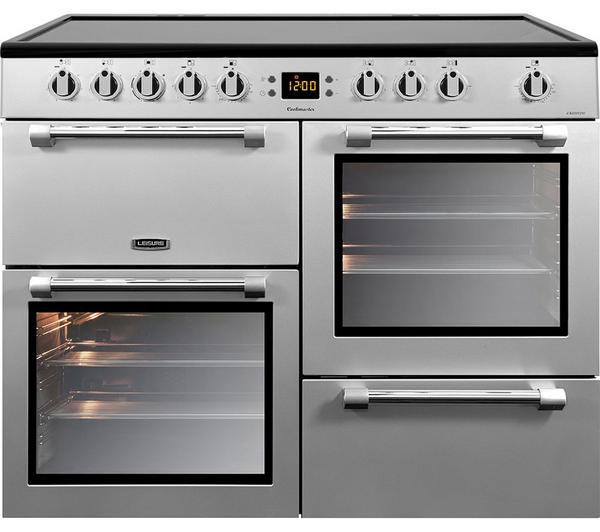 LEISURE Cookmaster CK100C210S Silver electric ceramic range cooker with a sleek silver finish.