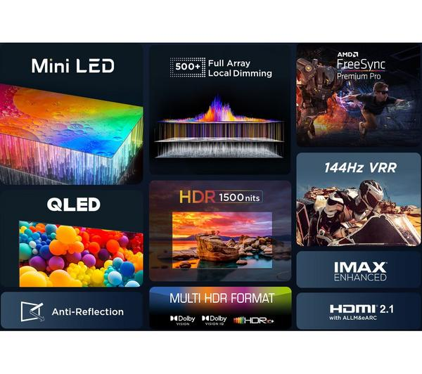 TCL 85C805K 85 inch Mini LED QLED TV showcasing vibrant colors and deep blacks.